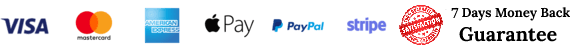 Visa, Mastercard, Amex, Apple Pay, PayPal, Stripe — 7 Days Money Back Guarantee
